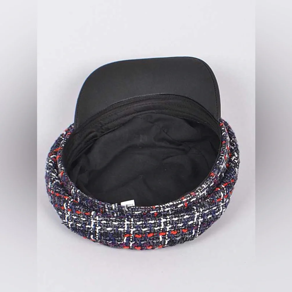 Vegan Leather Tweed Newsboy Hat Cap